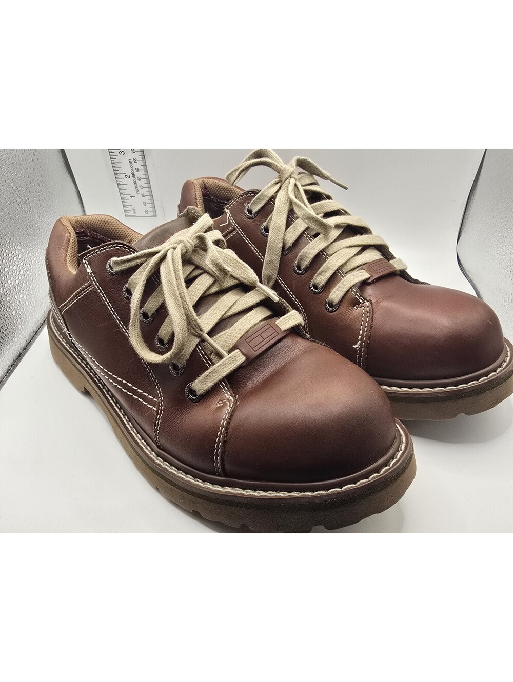 Vintage Tommy Hilfiger Shoes Mens 10.5 Chunky Oxford Brown Leather Y2K
